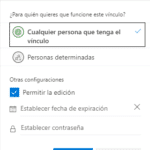Opciones de compartir onedrive