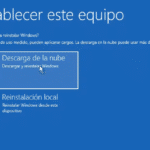 restablecer equipo opciones nube