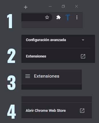 Ingresar a las extensiones