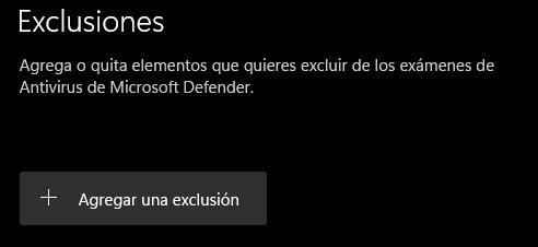 esclusiones windows defender