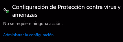 Configuración de protección contra virus y amenazas