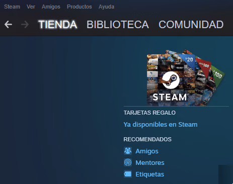 steam arriba a la izquierda