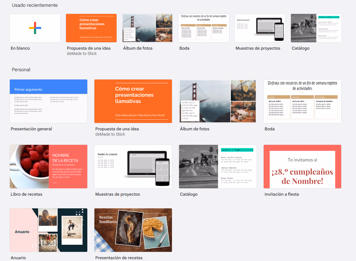 presentaciones Gmail plantilla