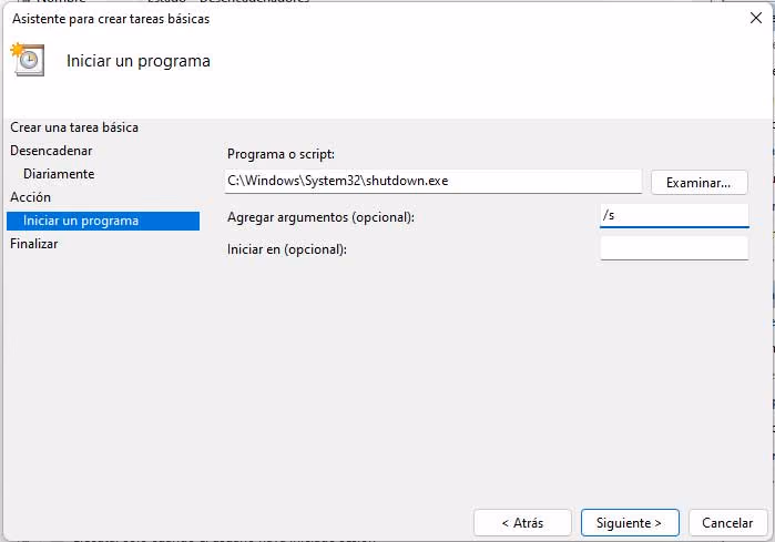 programado de apagado Windows 10