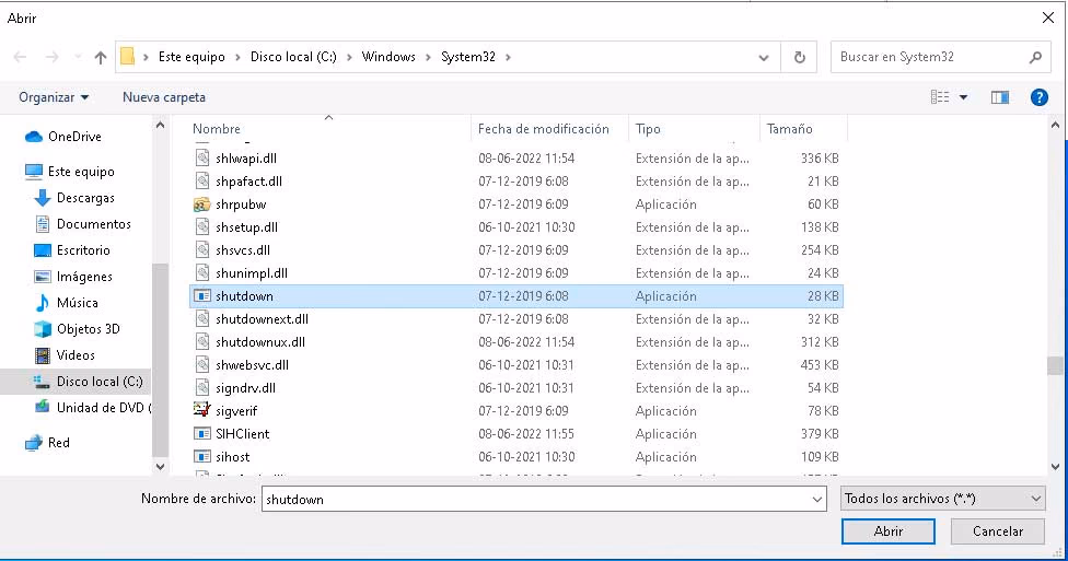 Script programar apagado Windows 10