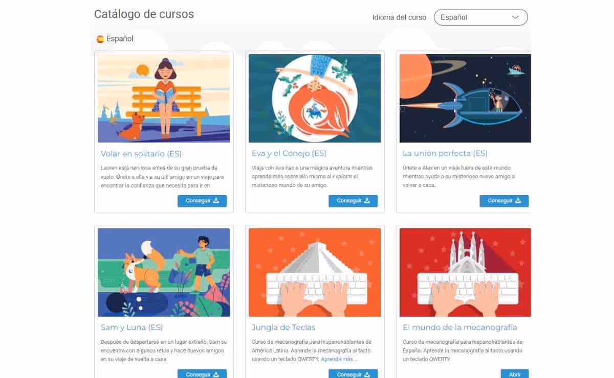 TypingClub o club de mecanografía ELIJE IDIOMA ESPAÑOL Y CURSO JUNGLA DE TECLAS
