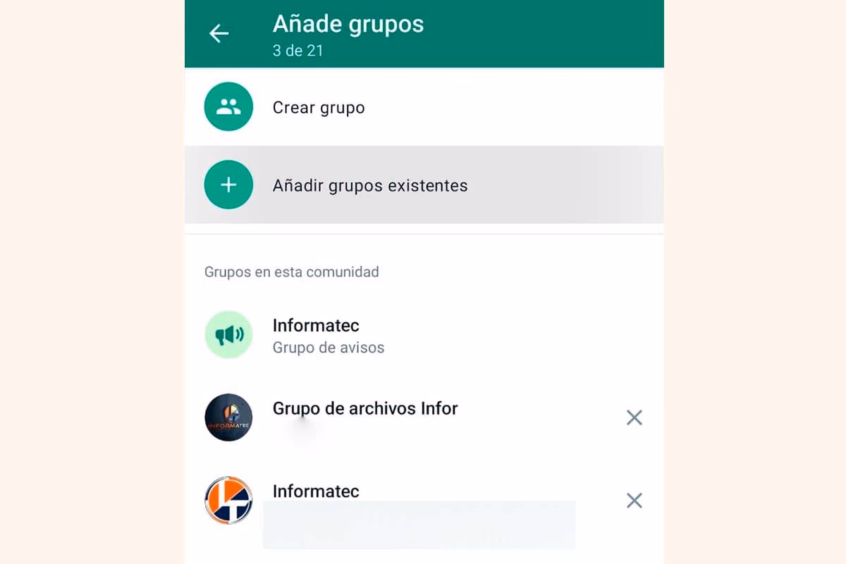 selección de grupos de WhatsApp