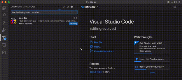VS code te permite crear juegos en DOS al instante