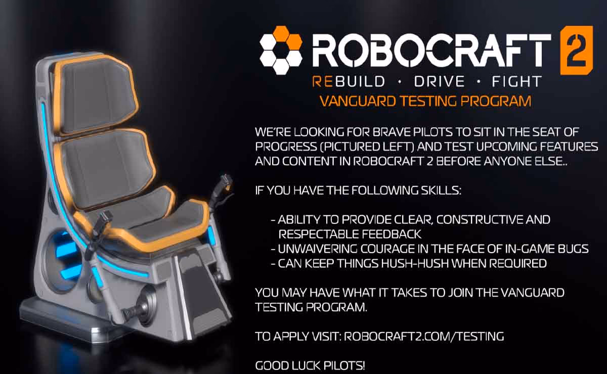 Atención Robocrafters! Se Abren Inscripciones para el Programa de Pruebas Vanguard de Robocraft 2