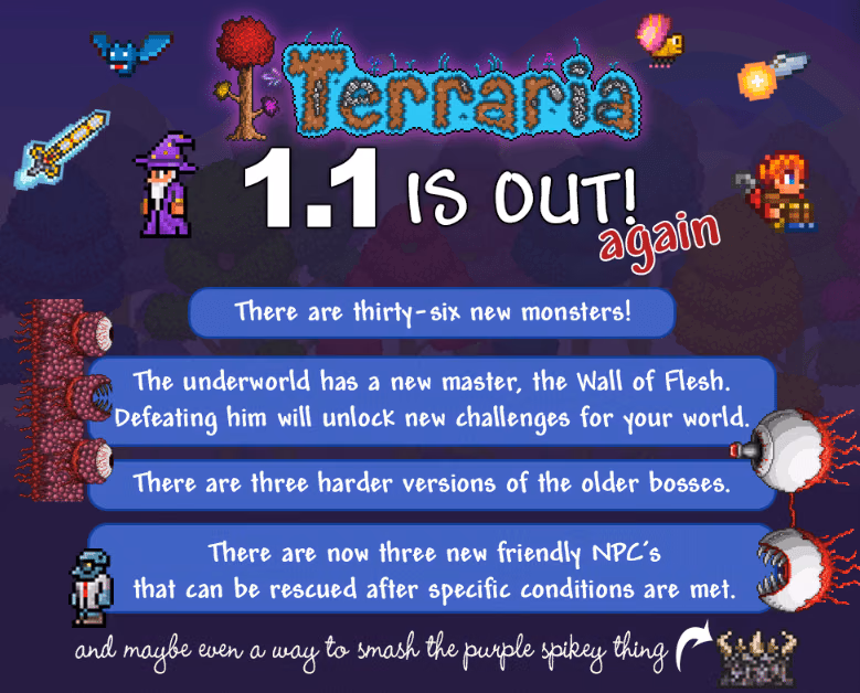 Lanzamiento de Terraria 1.1 como Beta en Steam