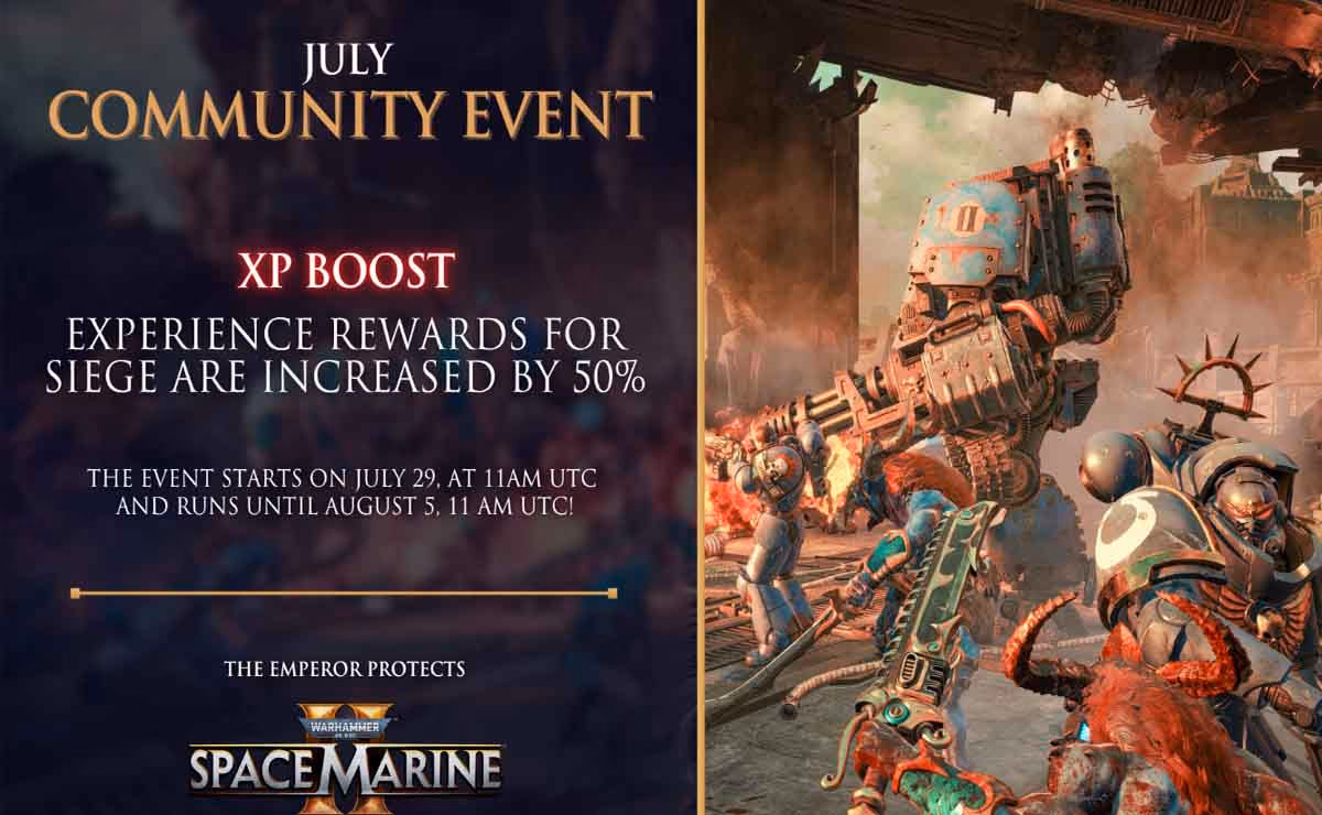 Space Marine 2: Parche 9.0 mejora el Modo Asedio y lanza evento con +50% XP