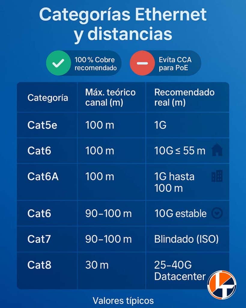 categoria y distancias ethernet